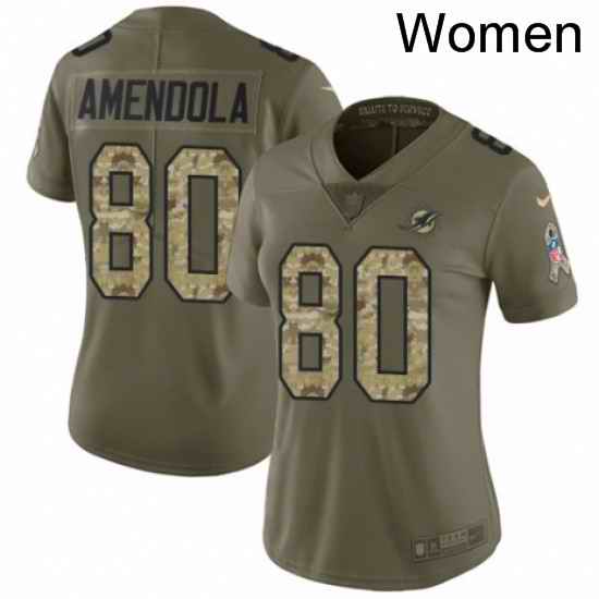 Womens Nike Miami Dolphins 80 Danny Amendola Limited OliveCamo 2017 Salute to Service NFL Jersey